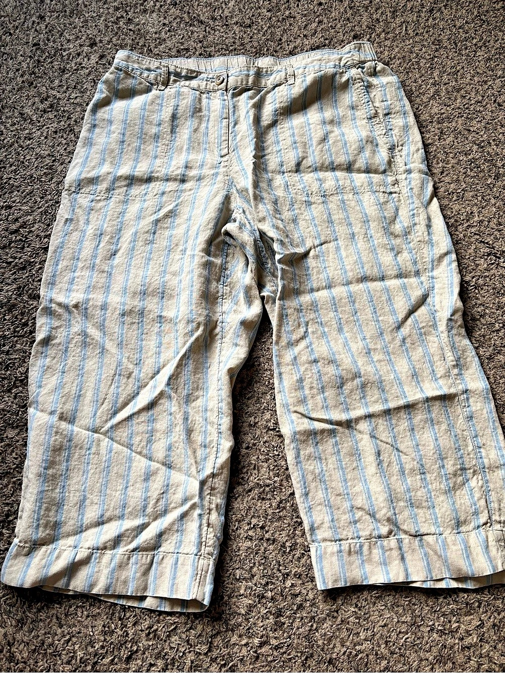 J Jill Love Linen Striped Cropped Pants Size 2X